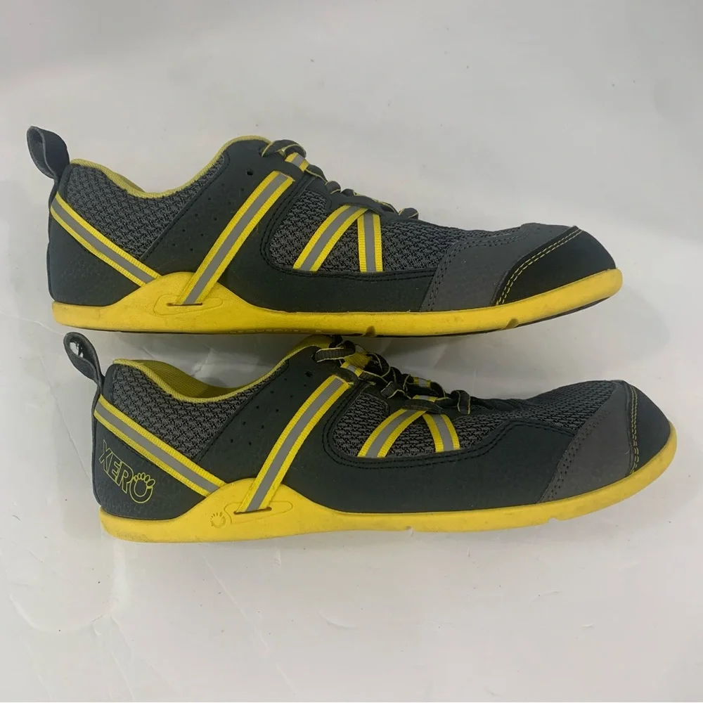 Xero Prio Men's Sz 8.5 Grey Yellow Barefoot Minimalist Zero Drop Shoes